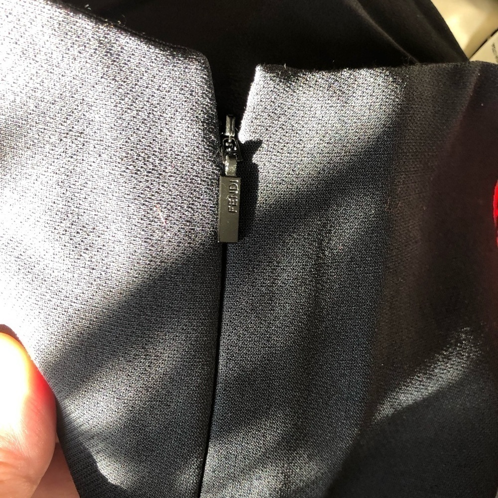 Fendi Pencil Skirt 38/6 Black Red Geometric Panels Designer Italy Midi Silk - Picture 10 of 13